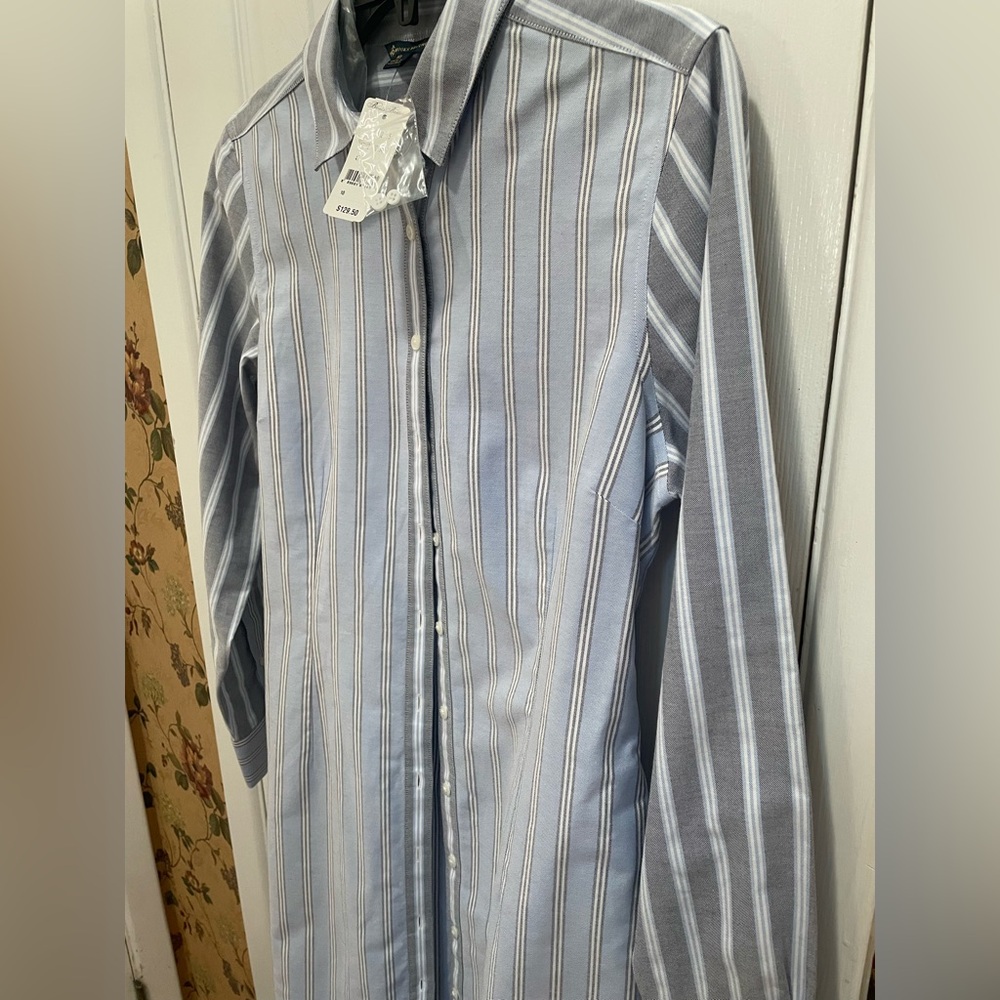 Brooks Brothers Light Blue Striped  100% supima cotton Shirt dress